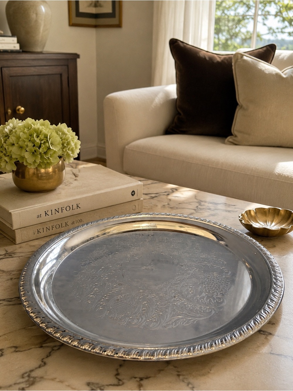 Classic Silver-Plate Decorative Serving Tray - Silver vintage silver plated
